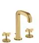 AXOR-HG-AXOR-Citterio-3-Loch-Waschtischarmatur-170-mit-Auslauf-140-mm-Kreuzgriffen-Rosetten-und-Zugstangen-Ablaufgarnitur-Brushed-Gold-Optic-39133250 gallery number 1